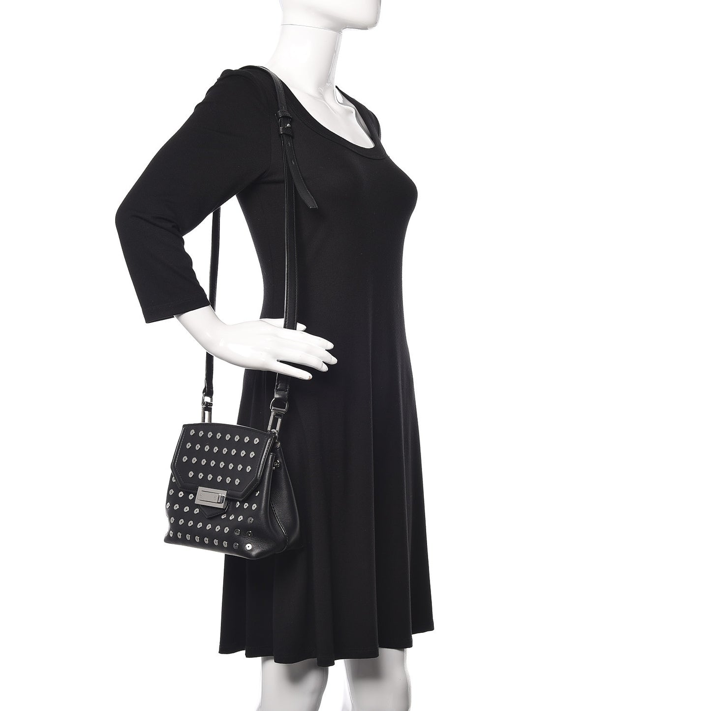 Lambskin Small Eyelets Marion Tote Black Silver Hardware