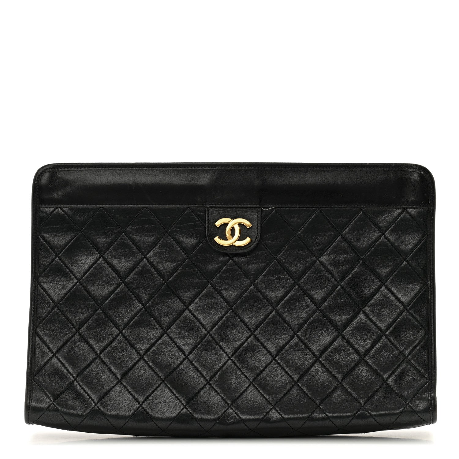 Chanel Lambskin Quilted CC Large Clutch Black 1 of 13