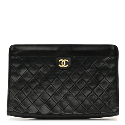 Chanel Lambskin Quilted CC Large Clutch Black 1 of 13