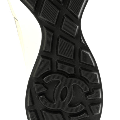 Chanel Calfskin Mixed Fibers CC Sneakers 39.5 Ivory Black 7 of 10