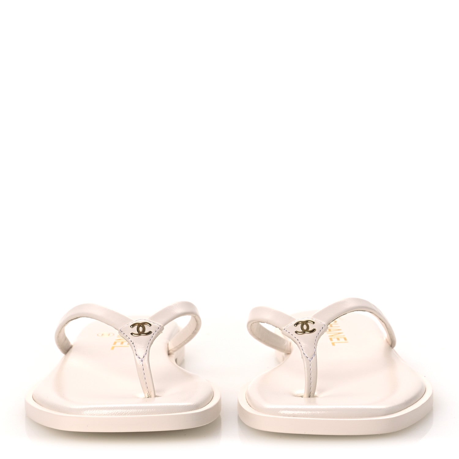 Chanel Goatskin CC Times Square Thong Sandals 35.5 White 3 of 12