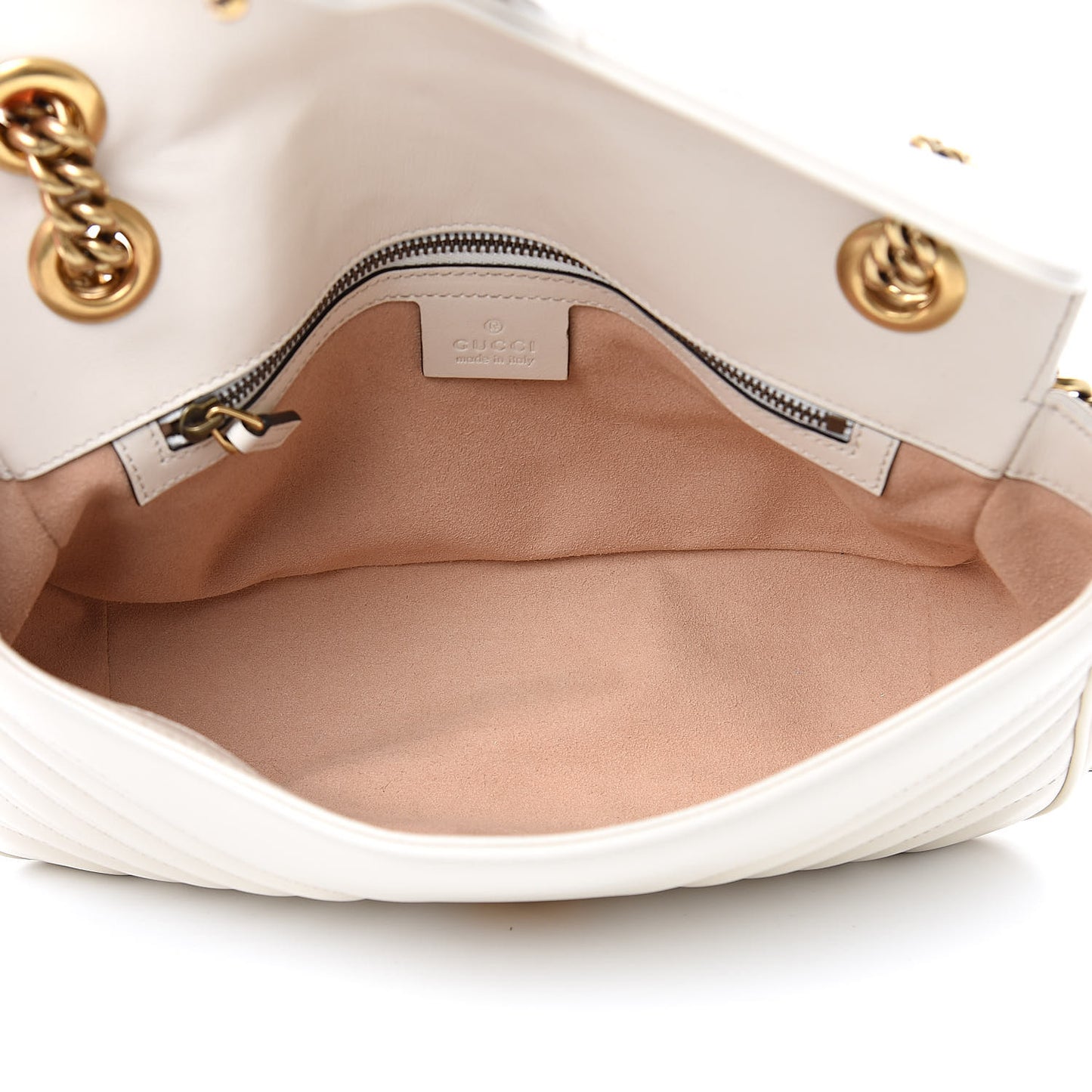 Calfskin Matelasse Small GG Marmont Shoulder Bag White