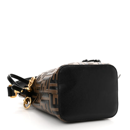 Fendi Vitello Liberty F is Fendi Bi-Color FF 1974 Embossed Mini Mon Tresor Bucket Bag Maya Black 4 of 13
