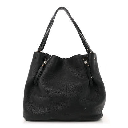 Burberry Grainy Calfskin House Check Medium Maidstone Black 1 of 12