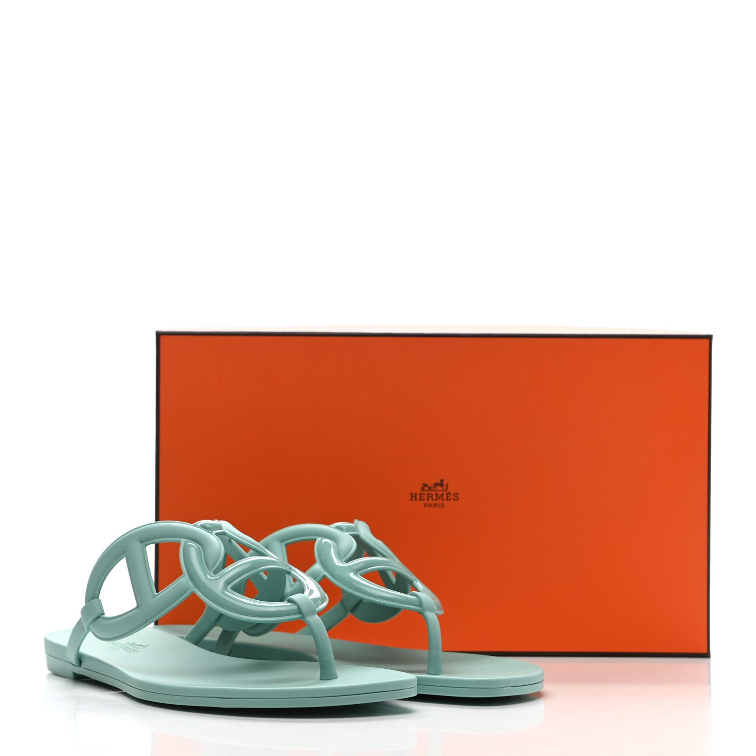 Hermes Rubber Womens Egerie Sandals 37 Vert Embrun 9 of 9