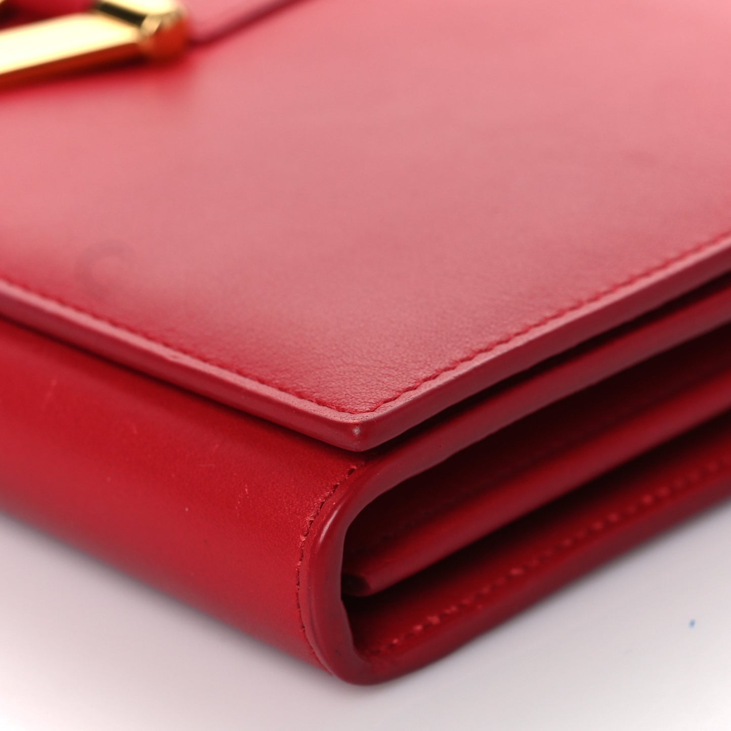 Calfskin Classic Y Ligne Chain Wallet Vermillion