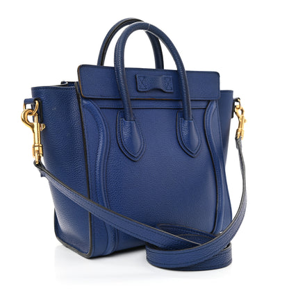Celine Drummed Calfskin Nano Luggage Indigo 3 of 15