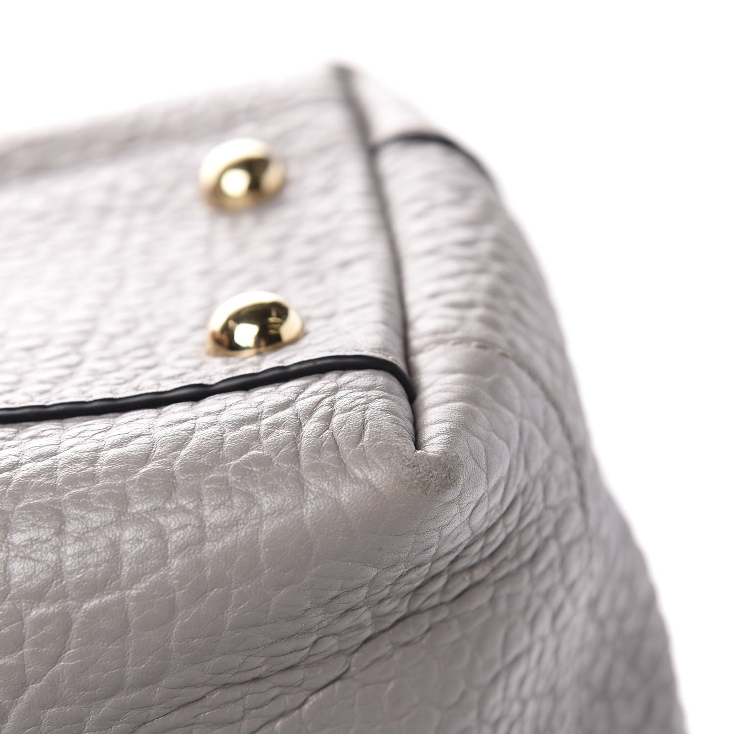 Signature Grain Calfskin Medium Welburn Tote Pale Grey