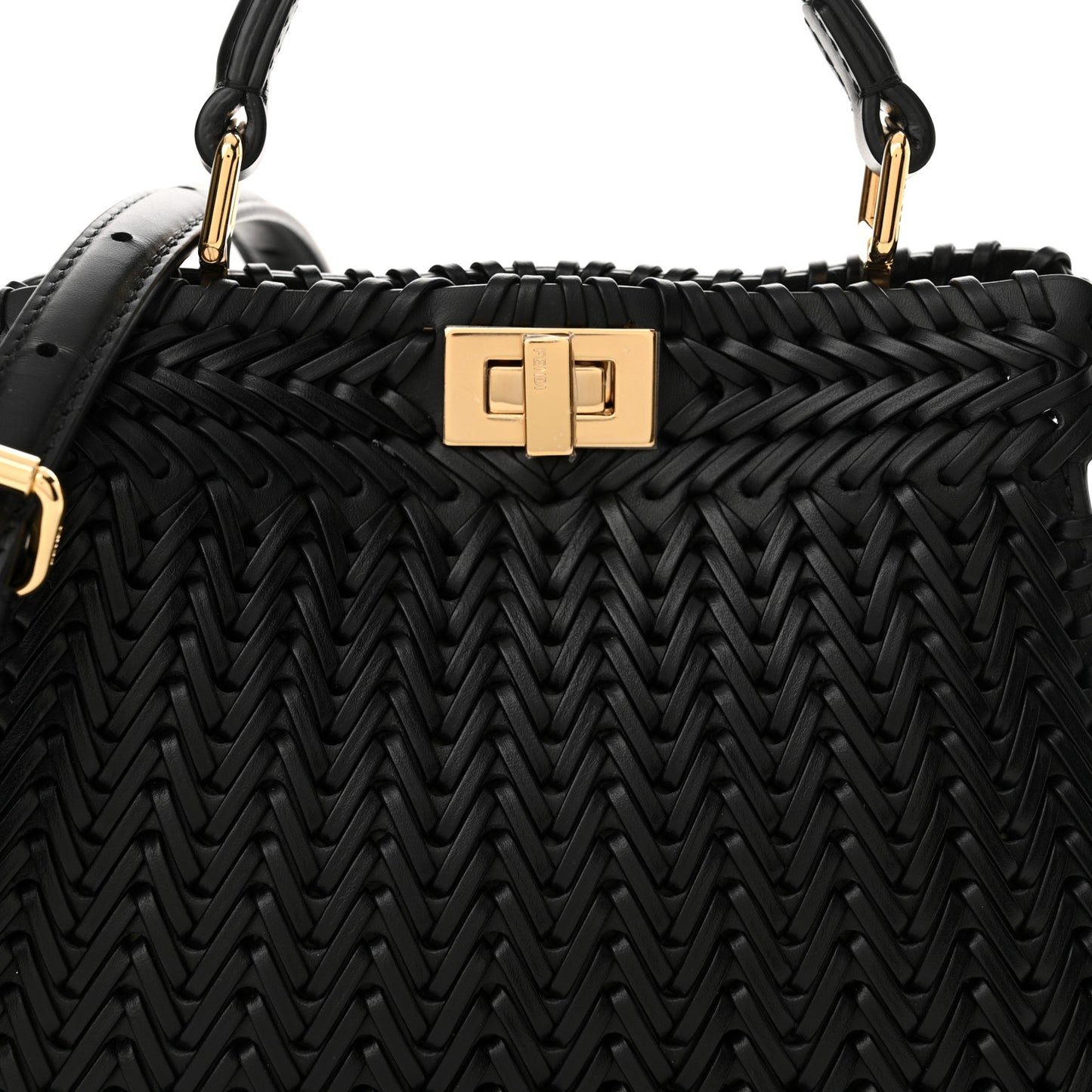 Vitello King Shiny Nappa Intreccio Petite Peekaboo I SEE U Satchel Black