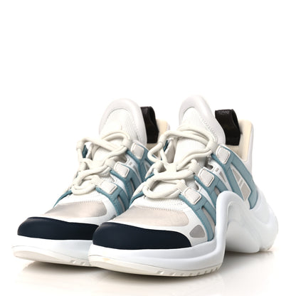 Louis Vuitton Calfskin Technical Nylon LV Archlight Sneakers 38.5 White Blue Gris 4 of 10