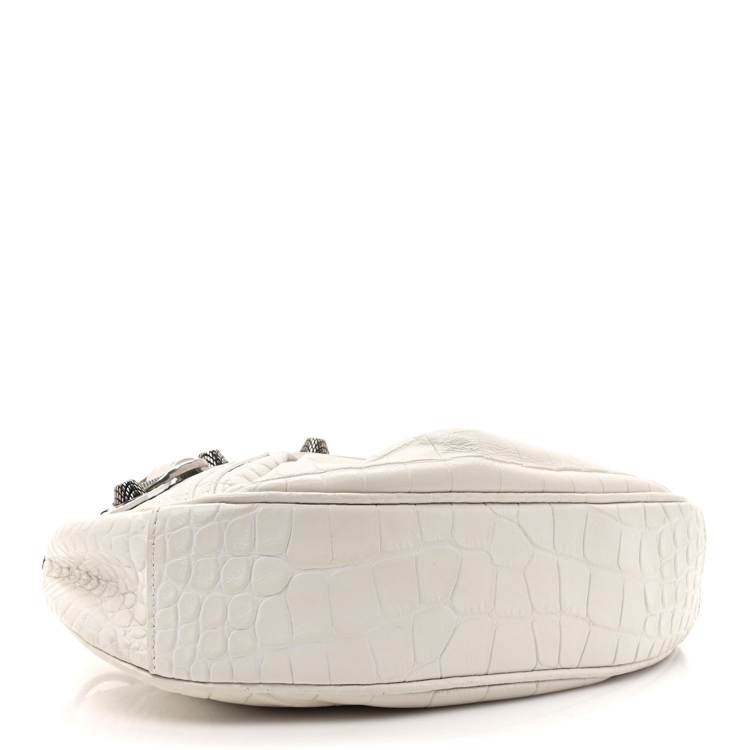 Balenciaga Extra Supple Calfskin Crocodile Embossed Le Cagole Shoulder Bag XS Optic White 5 of 11