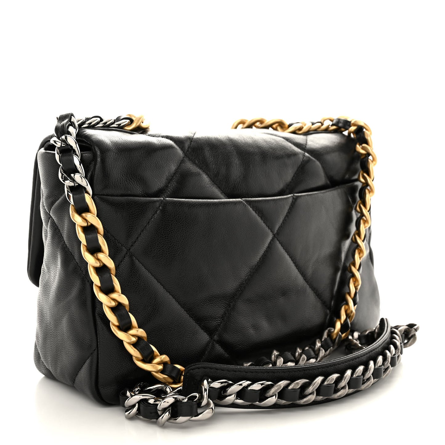 Goatskin Quilted Medium Chanel 19 Flap Black
