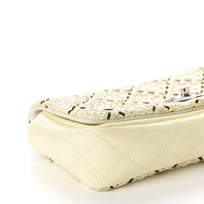 Chanel Patent Perforated Woven Flap White Black 6 of 10
