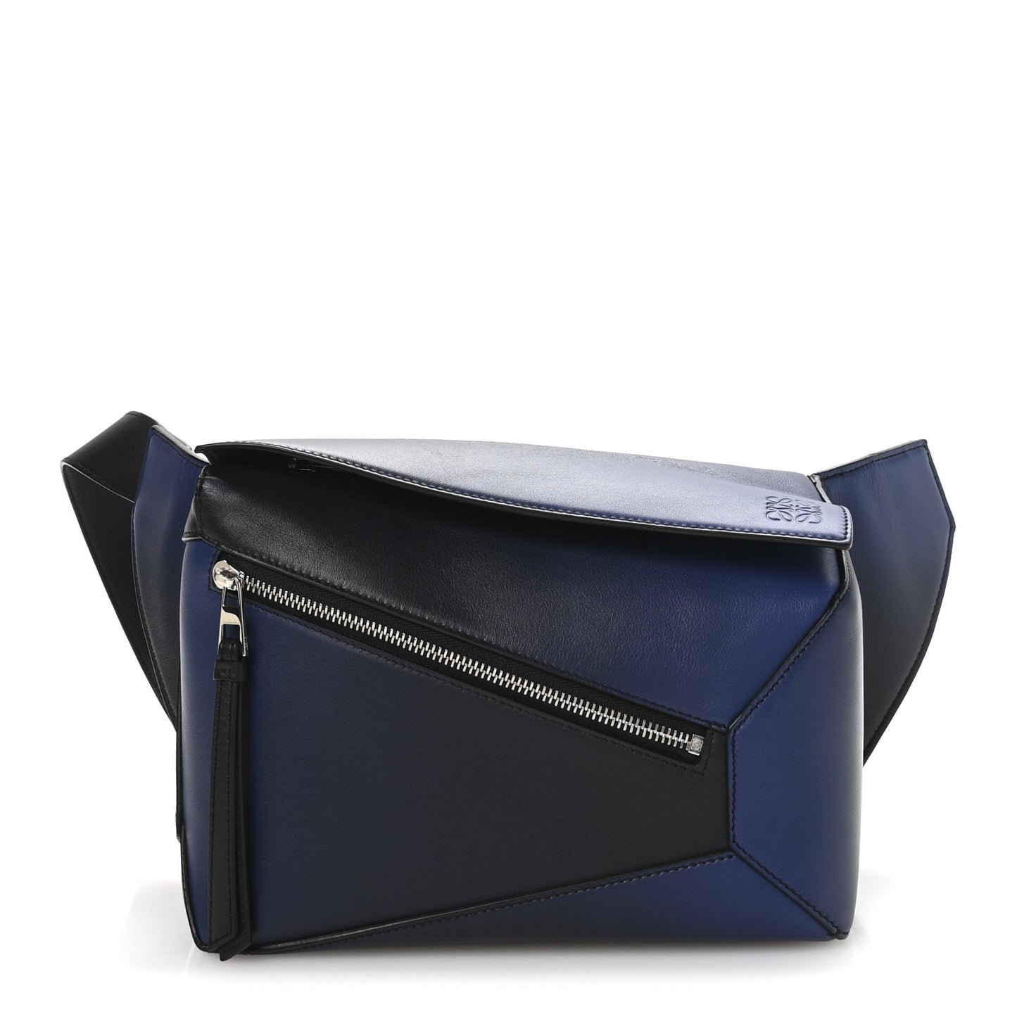 Calfskin Small Puzzle Bumbag Black Blue
