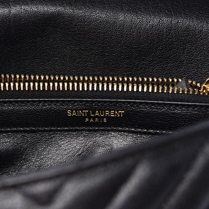 Saint Laurent Sheepskin Matelasse Chevron Monogram Medium College Bag Black 7 of 12