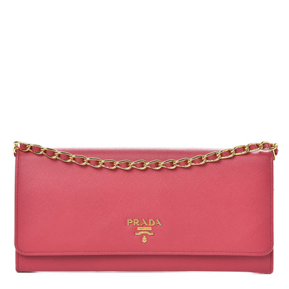 Prada Saffiano Metal Oro Chain Wallet Peonia 1 of 10