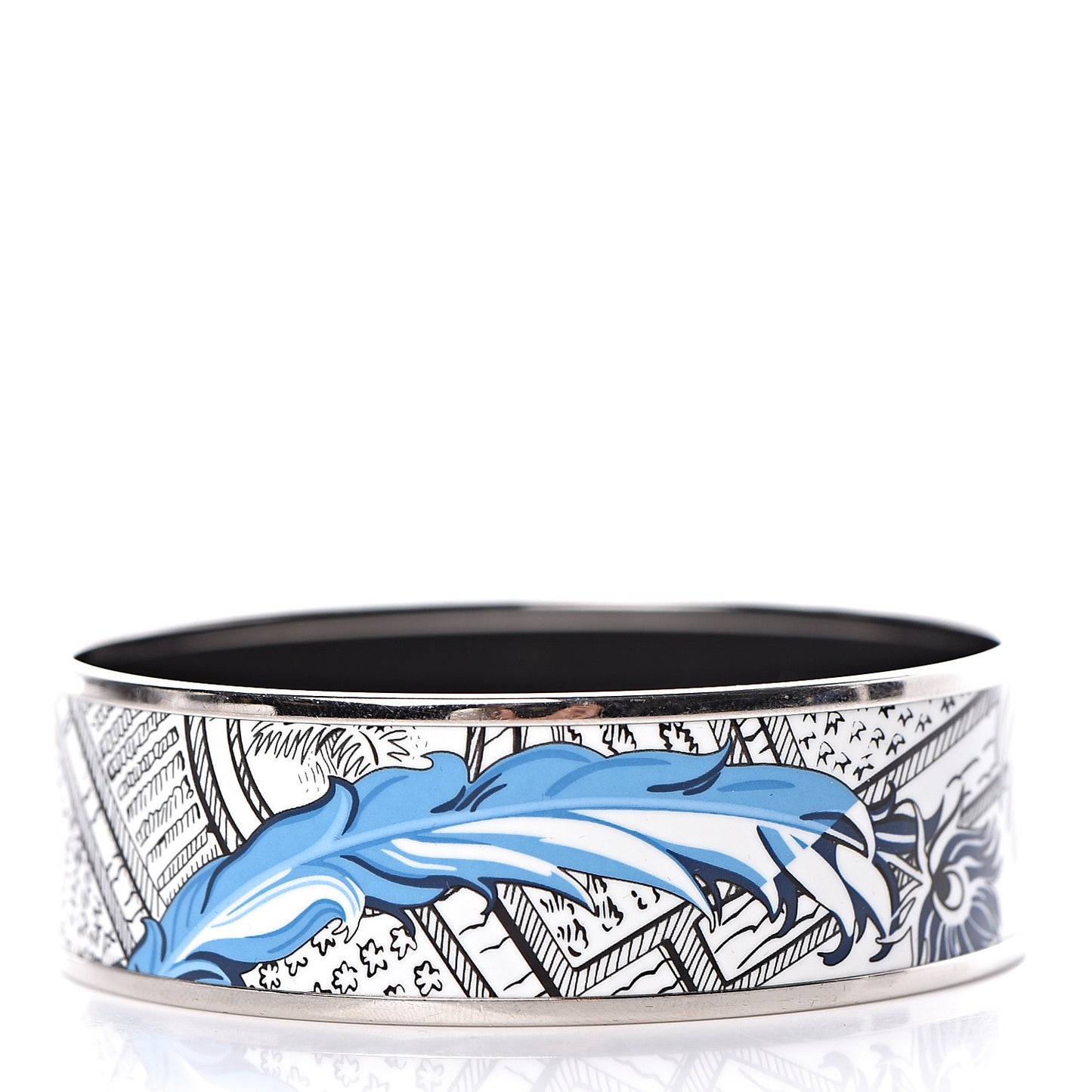 Enamel Printed Wide Mythiques Phoenix Bracelet 65 Pollen Azur
