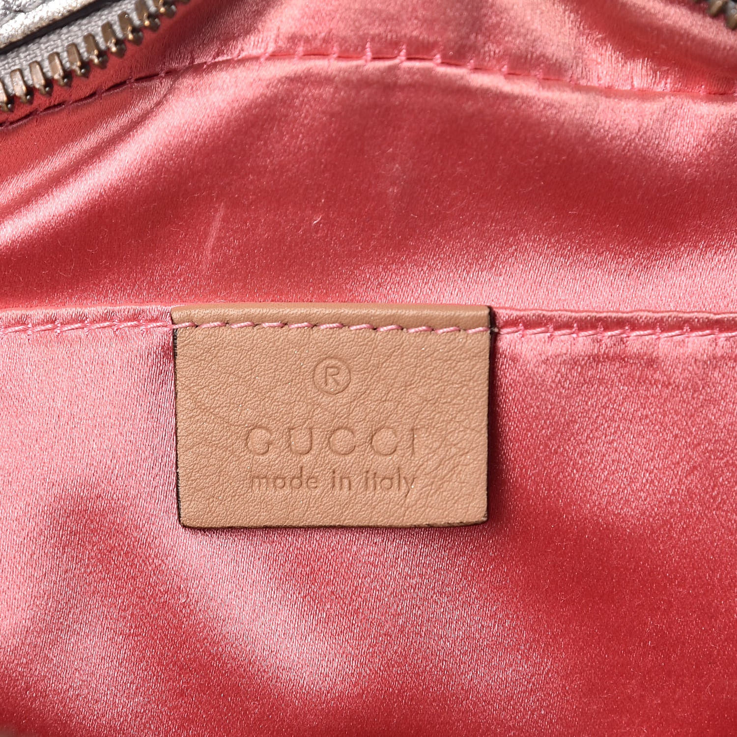 Gucci Metallic Calfskin Matelasse Studded Small Pearly GG Marmont Chain Shoulder Bag Silver 6 of 18
