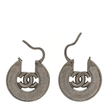 Chanel Crystal Pearl CC Hoop Earrings Silver 3 of 4
