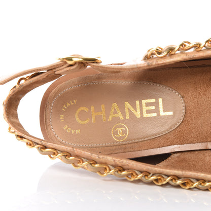 Chanel Cork Chain CC Wedge Sandals 37 Beige Clair 7 of 7