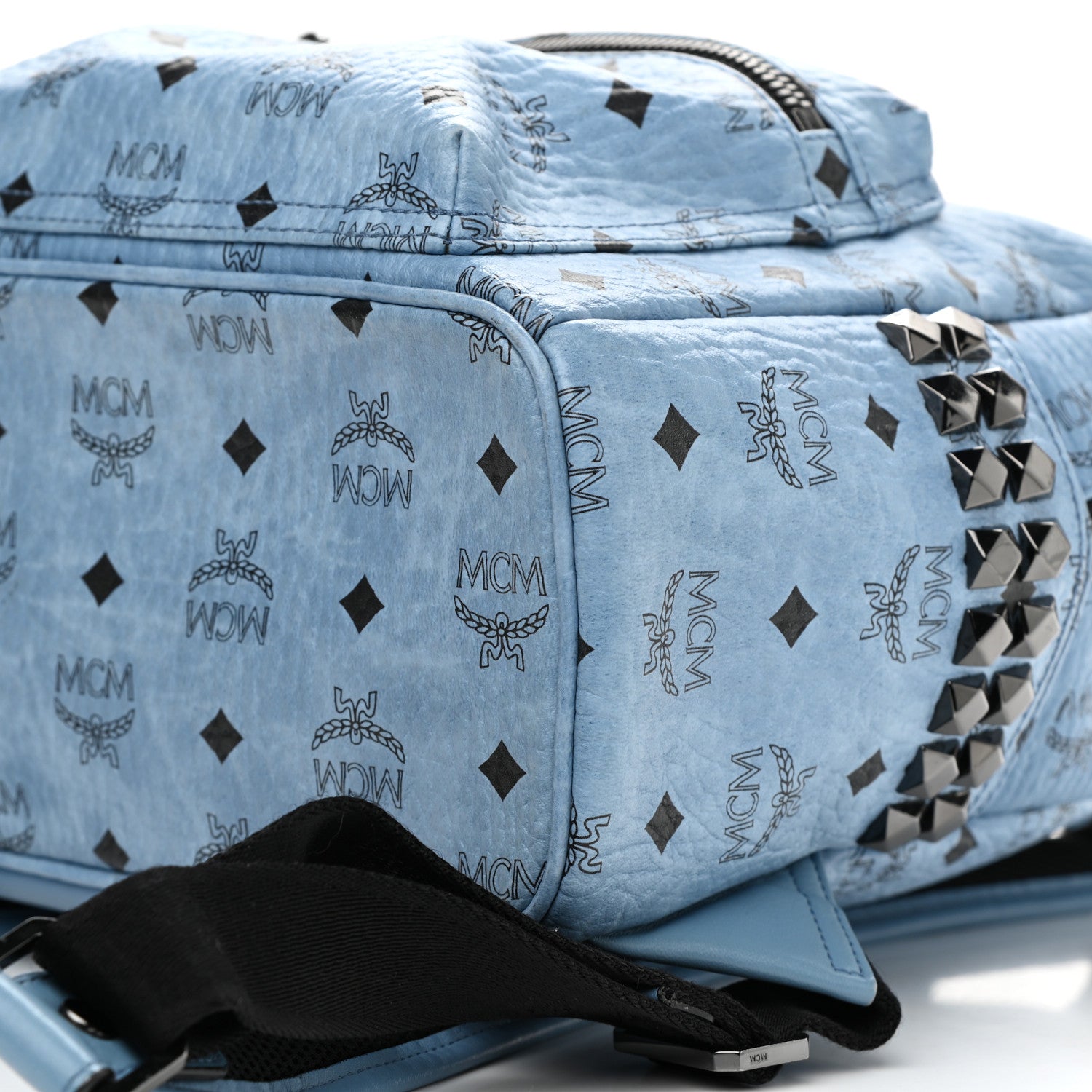 MCM Visetos Small Side Stud Stark Backpack Munich Blue 10 of 16