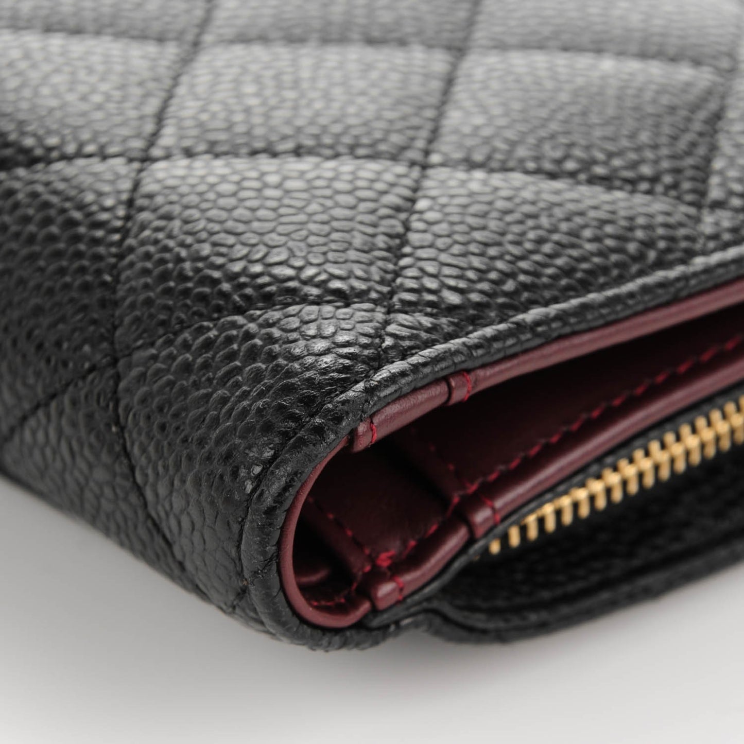 Caviar Quilted Zipped Pocket Wallet Black