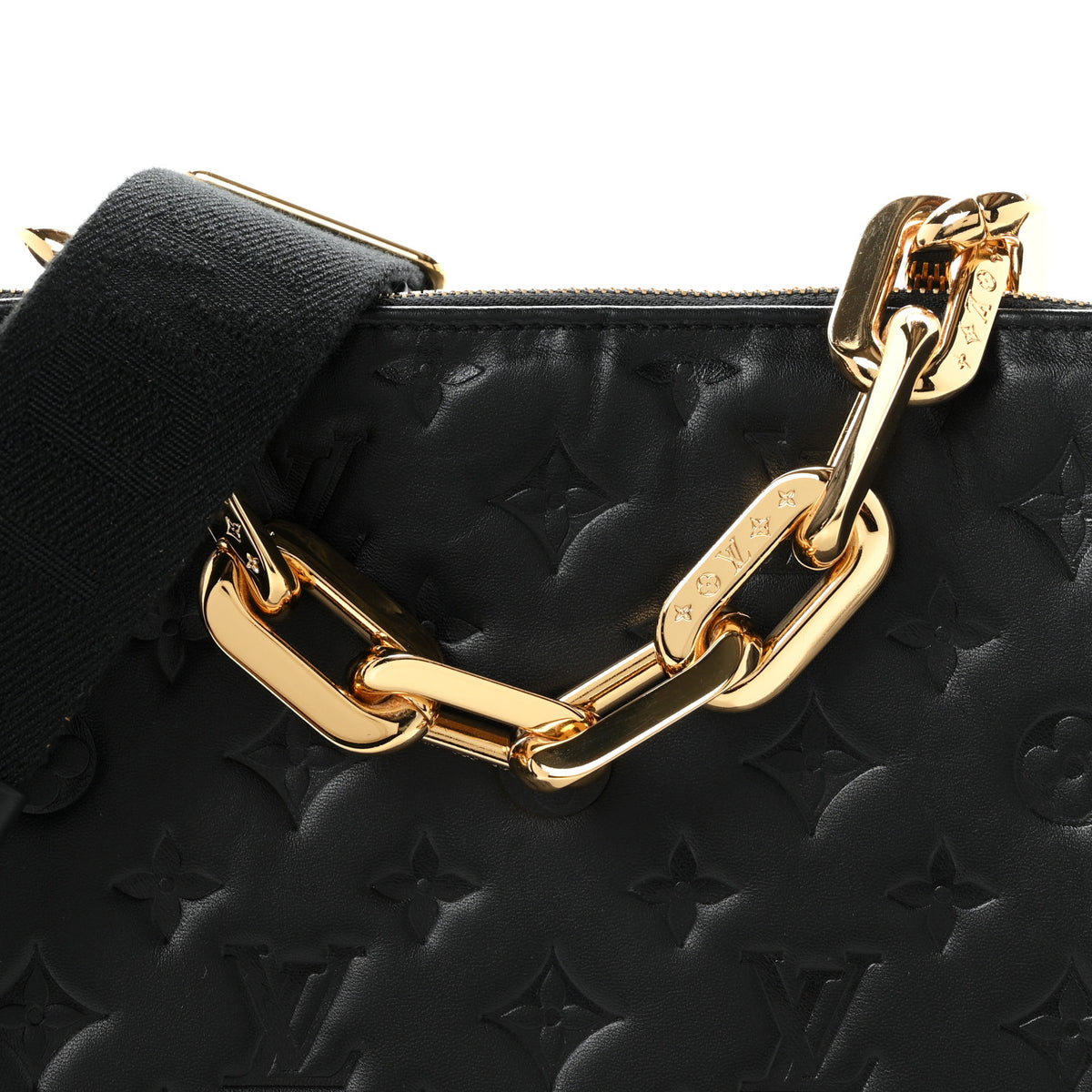 Louis Vuitton Lambskin Embossed Monogram Coussin MM Black 7 of 10
