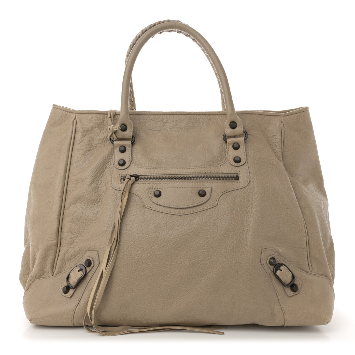 Agneau Classic Hardware Large Sunday Tote Latte Beige