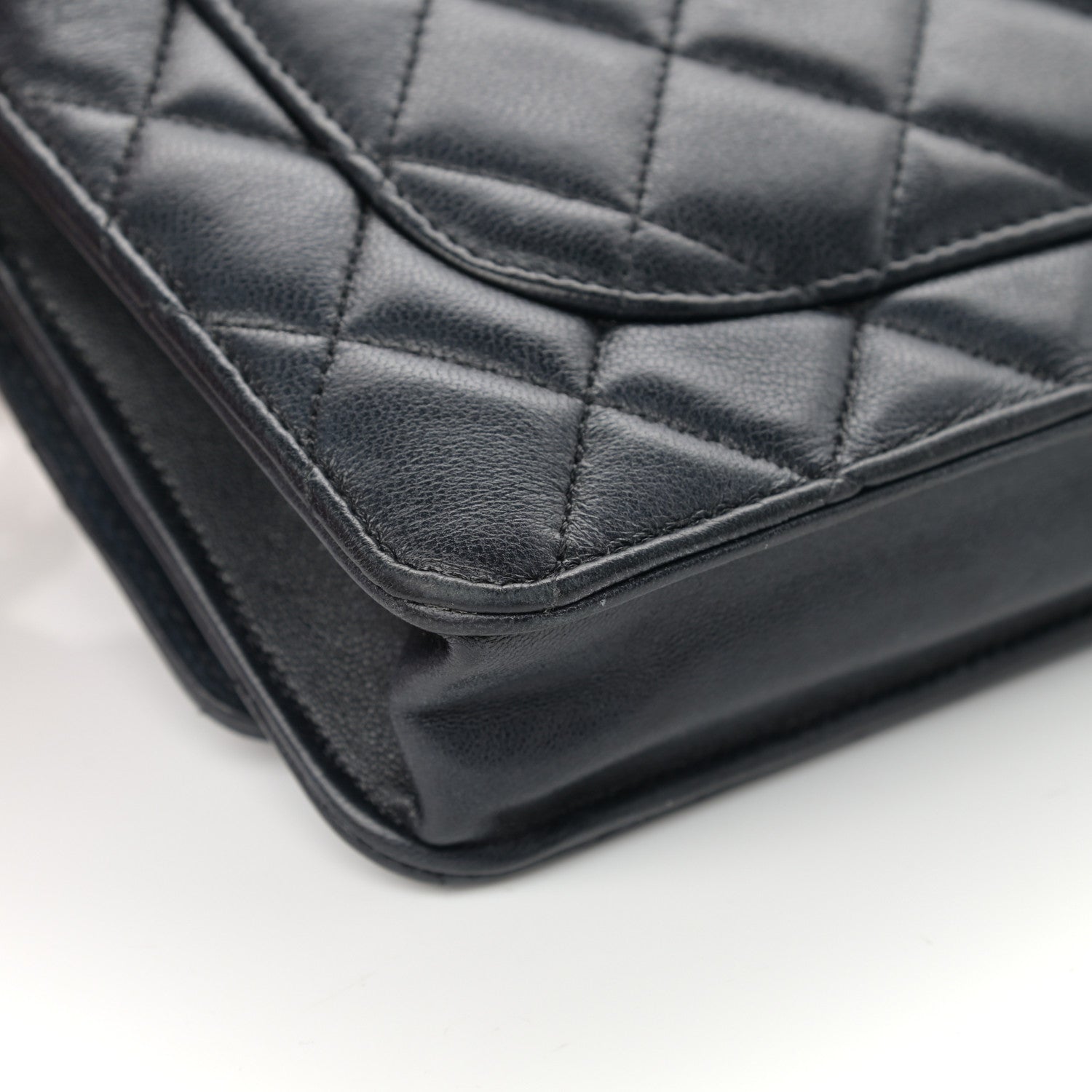 Chanel Lambskin Quilted CC Pearl Crush Wallet on Chain WOC Black 13 of 19