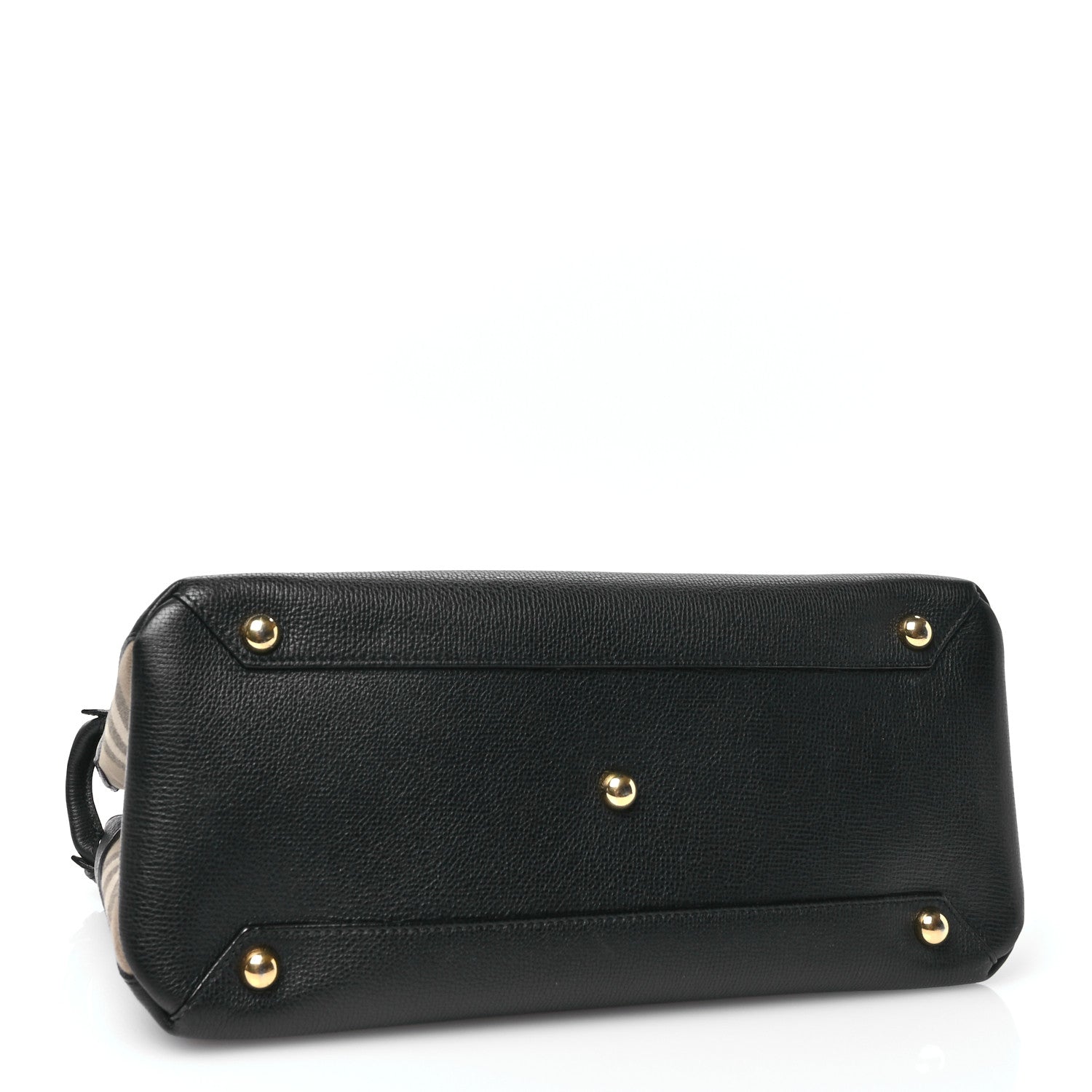 Burberry Grainy Calfskin House Check Medium Banner Tote Black 4 of 11