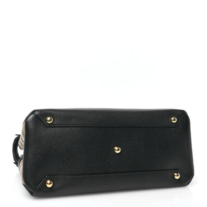 Burberry Grainy Calfskin House Check Medium Banner Tote Black 4 of 11