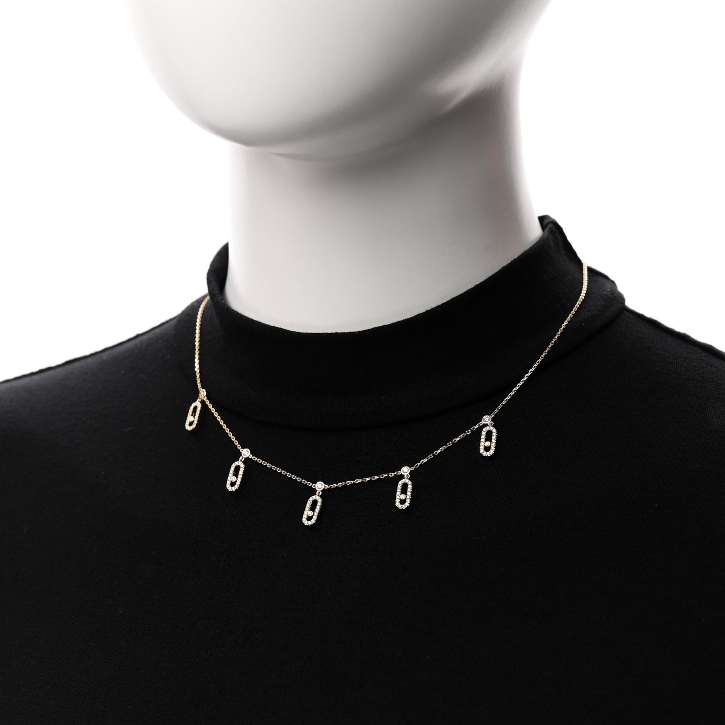 18K Yellow Gold Diamond Move Uno Pave Drop Choker Necklace