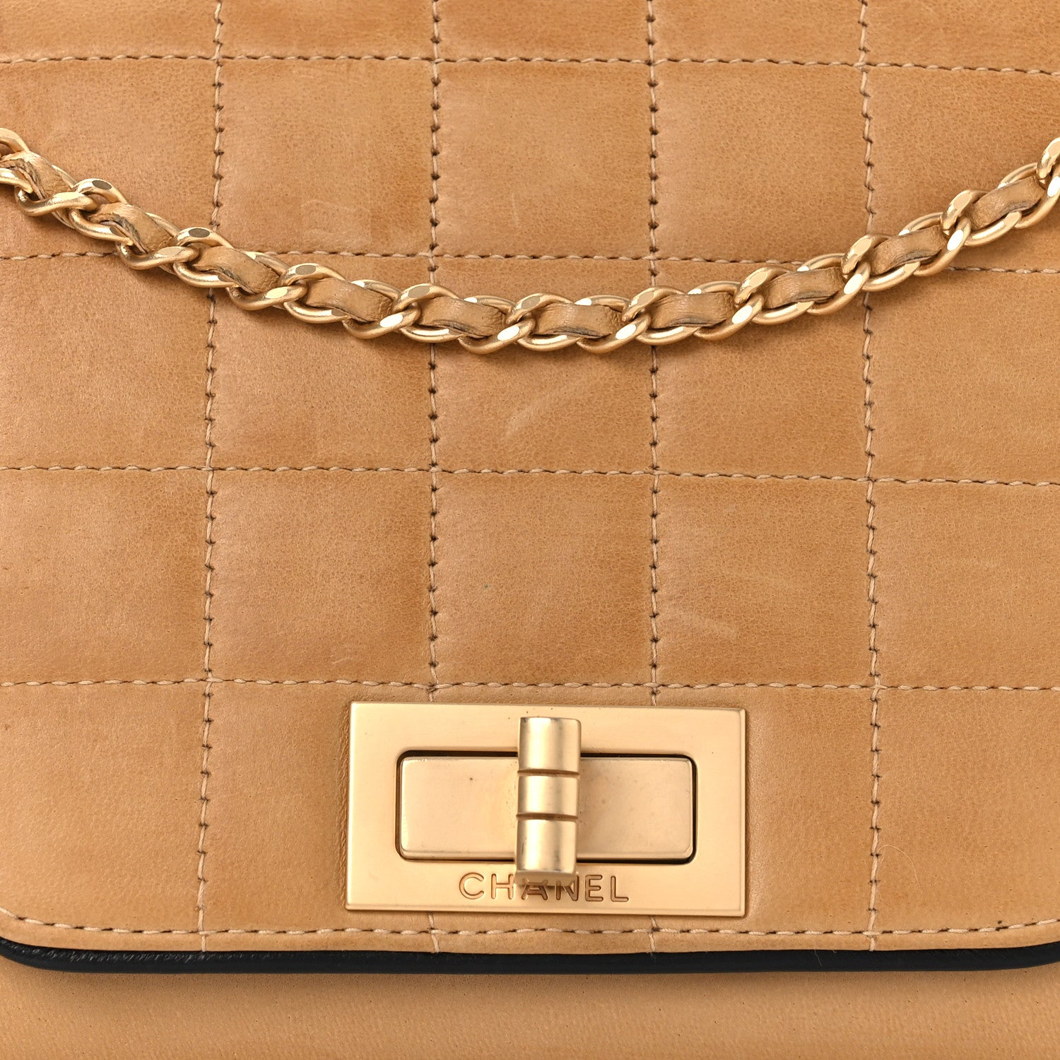 Chanel Lambskin Chocolate Bar Accordion Reissue Flap Beige 9 of 16