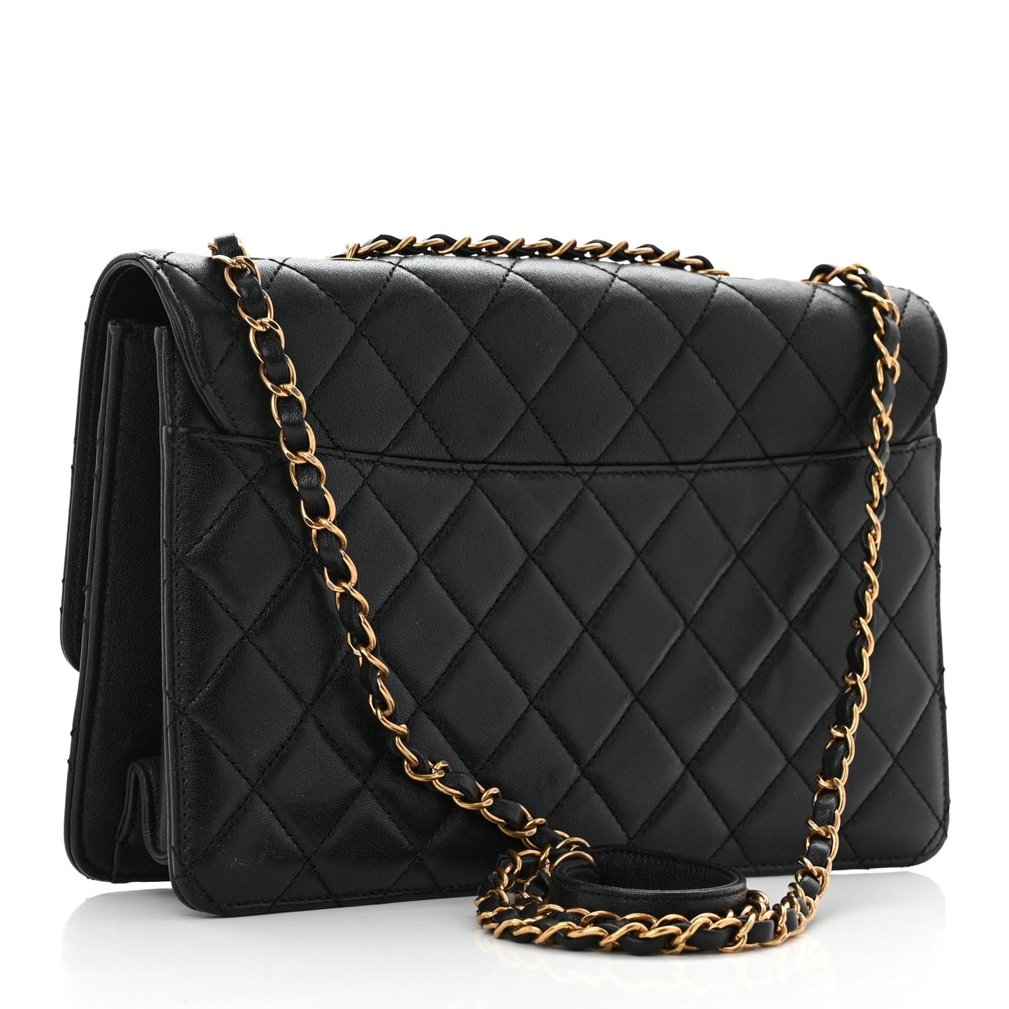 Sheepskin Quilted Large Beauty Lock Flap Black