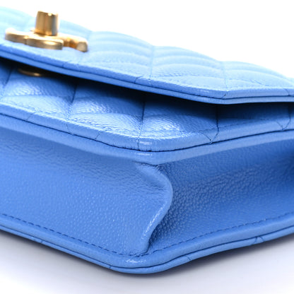 Chanel Caviar Quilted Heart Wallet On Chain WOC Blue 11 of 11