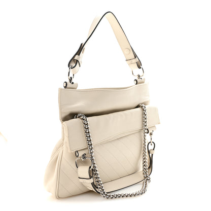 Gucci Sakai Be Green Calfskin Diagonal Stitched Small Blondie Tote Mystic White 3 of 9