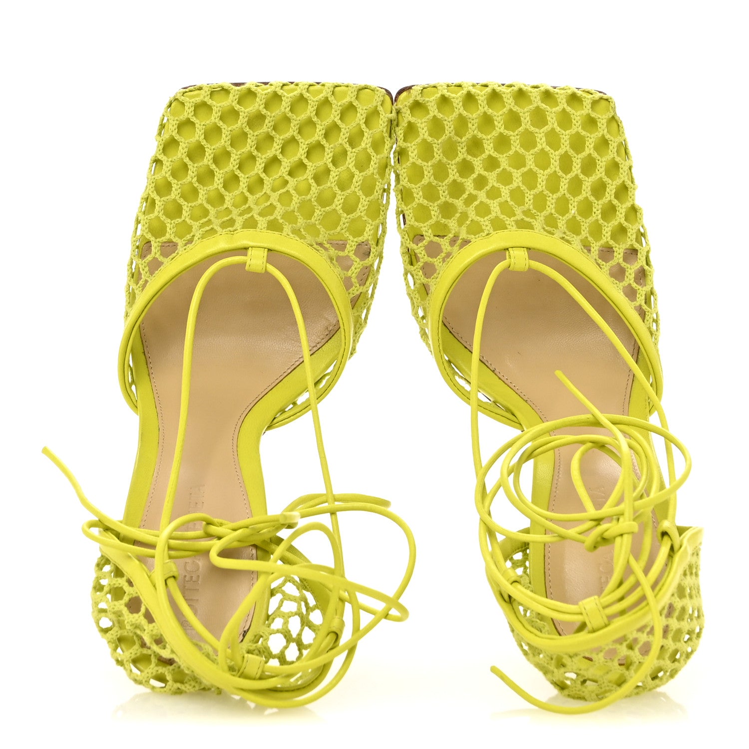 Bottega Veneta Mesh Nappa Stretch Ankle Tie Sandals 39 Kiwi 2 of 10