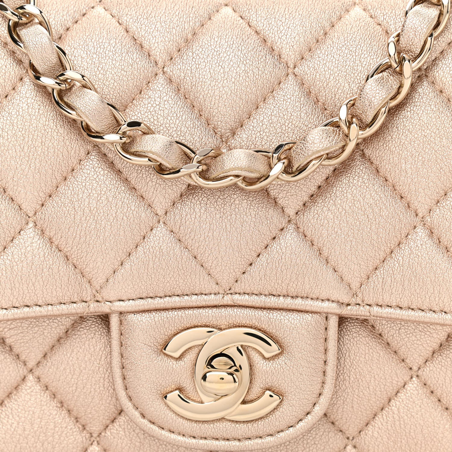 Chanel Metallic Lambskin Quilted Mini Square Flap Gold 7 of 10