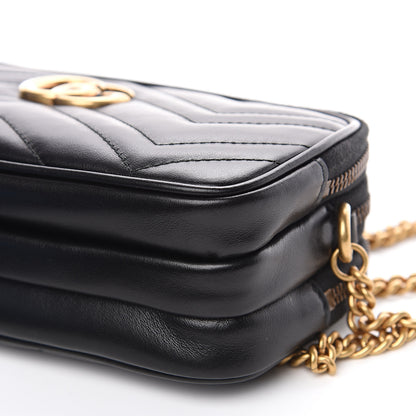 Gucci Calfskin Matelasse Mini GG Marmont Chain Crossbody Bag Black 10 of 10