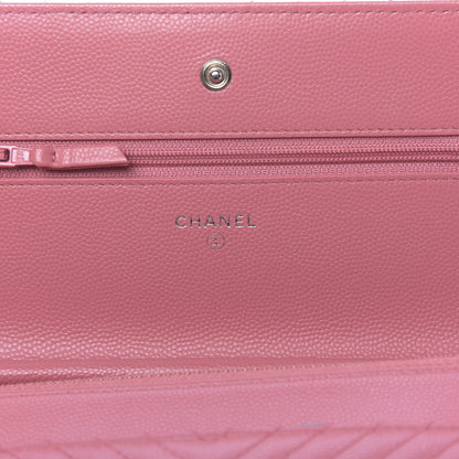Chanel Caviar Chevron Quilted Wallet On Chain WOC Pink 6 of 12