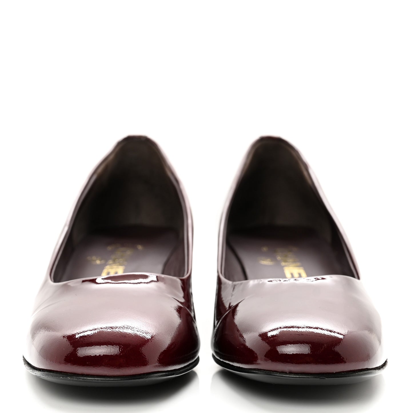 Patent Low Heel Ballerina Pumps 37 Burgundy