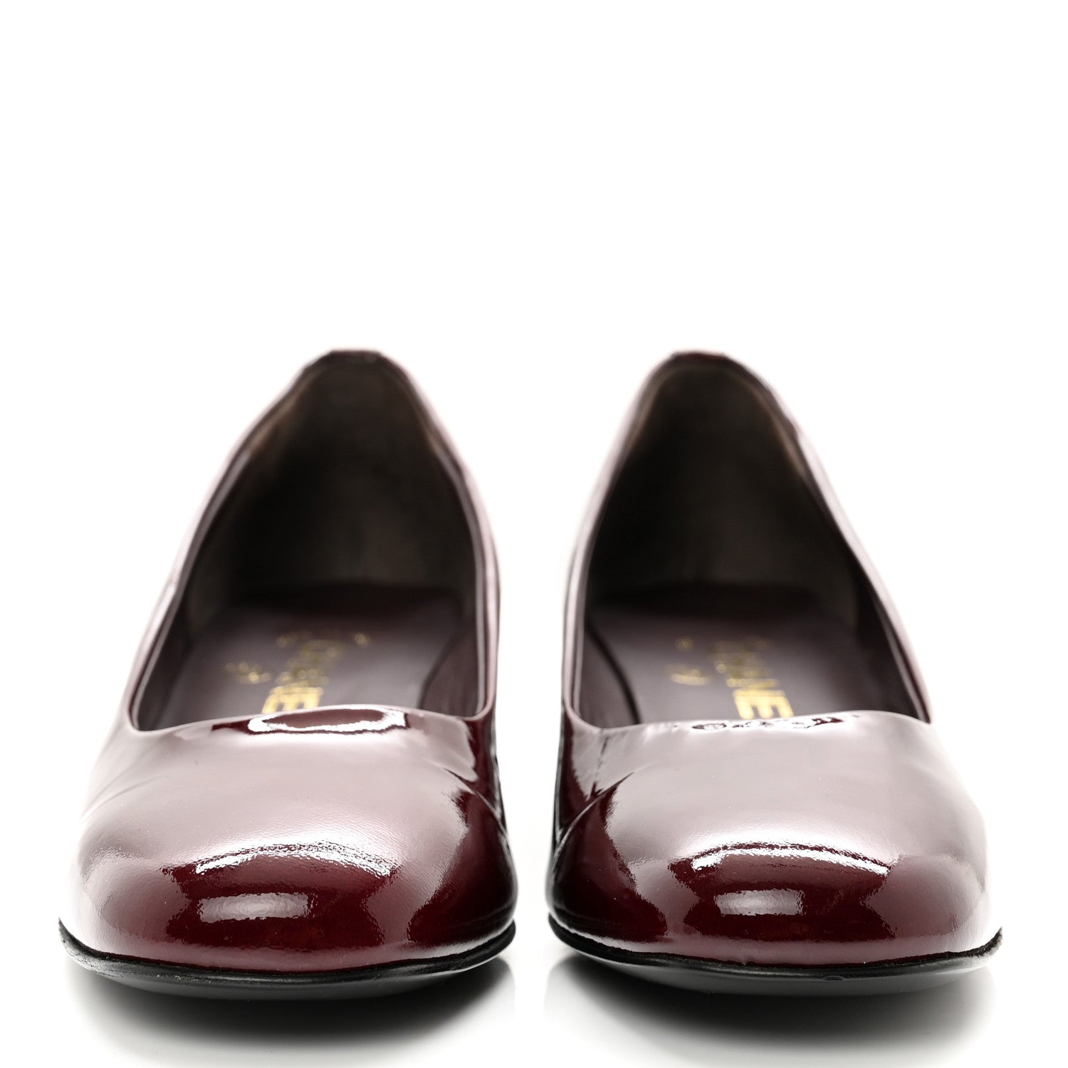 Chanel Patent Low Heel Ballerina Pumps 37 Burgundy 2 of 7