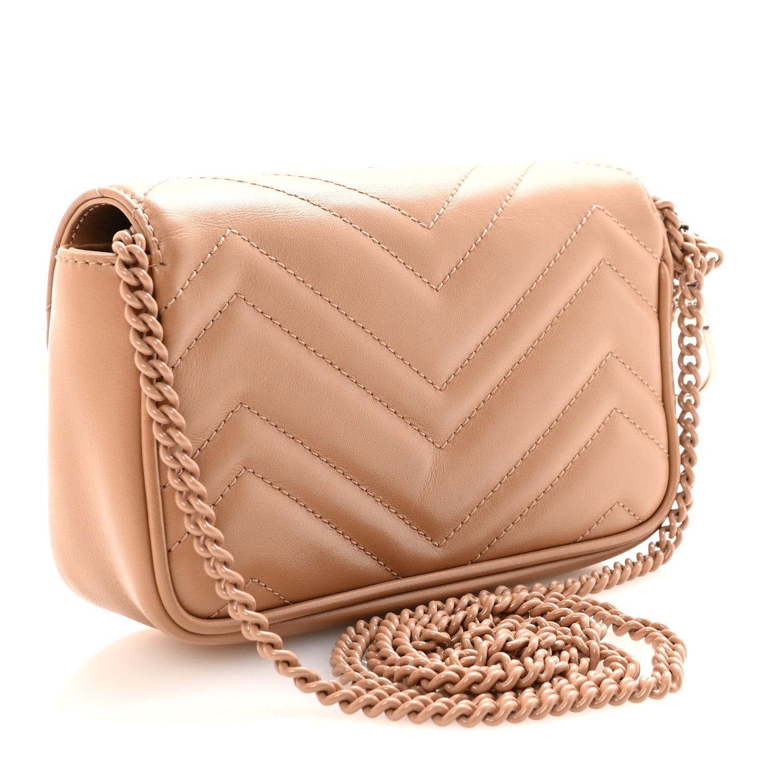 Gucci Calfskin Matelasse Monochrome Super Mini GG Marmont Shoulder Bag Camelia 3 of 10
