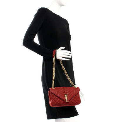 Saint Laurent Sheepskin Tri-Quilt Monogram Medium Soft Envelope Bag Red 2 of 7