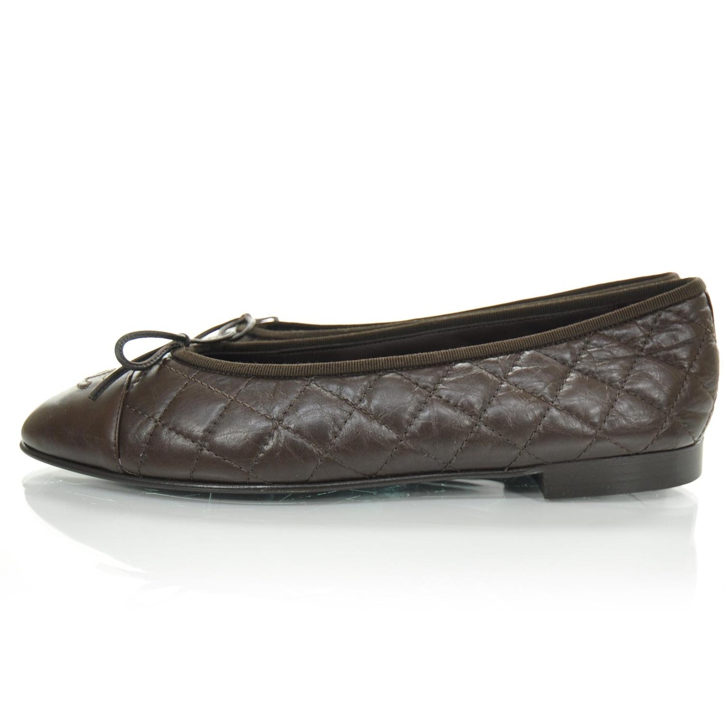 Quilted Leather CC Ballet Flats 41 Brown
