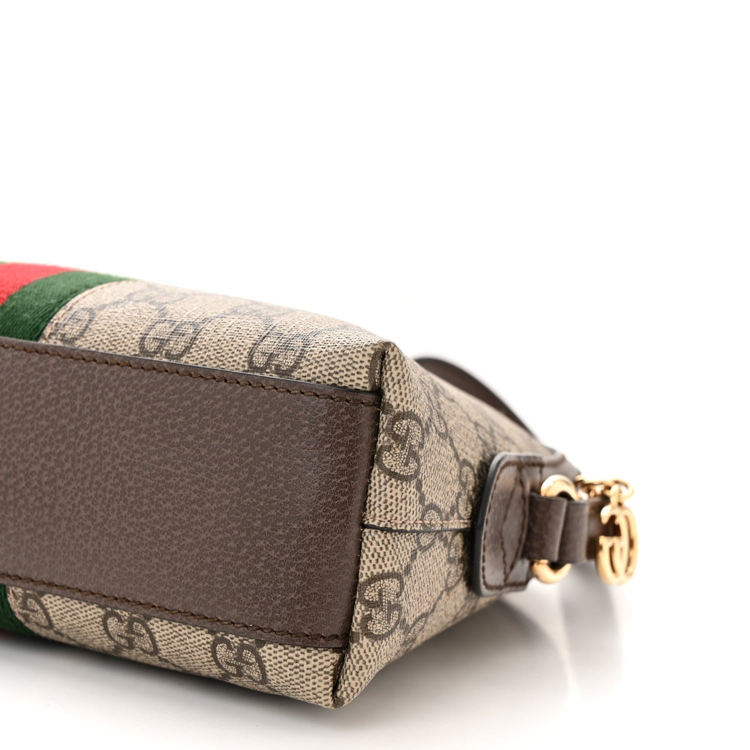 Gucci GG Supreme Monogram Textured Dollar Calfskin Web Small Ophidia Dome Shoulder Bag Beige Ebony New Acero 10 of 12