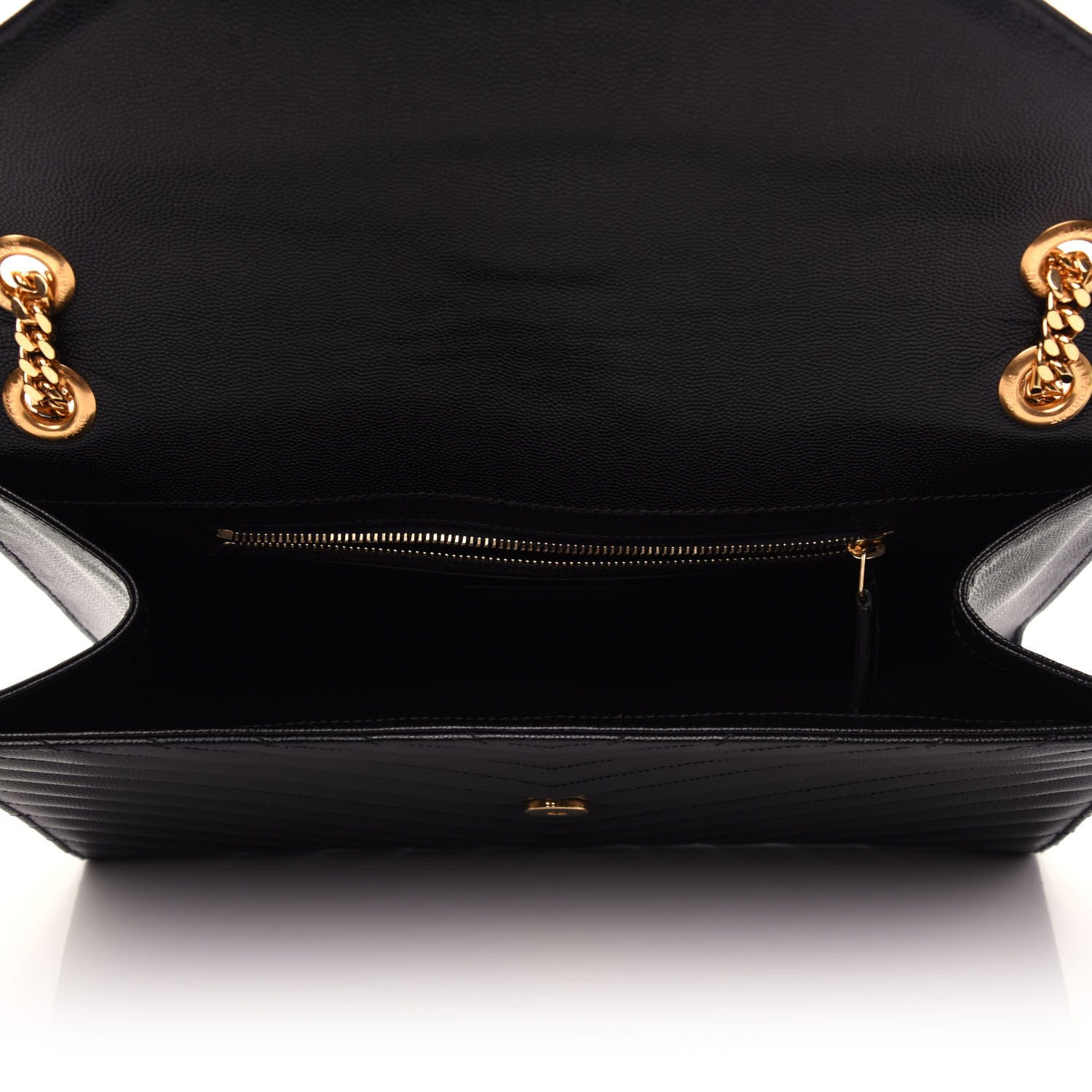 Saint Laurent Grain De Poudre Matelasse Chevron Large Monogram Satchel Black 5 of 8