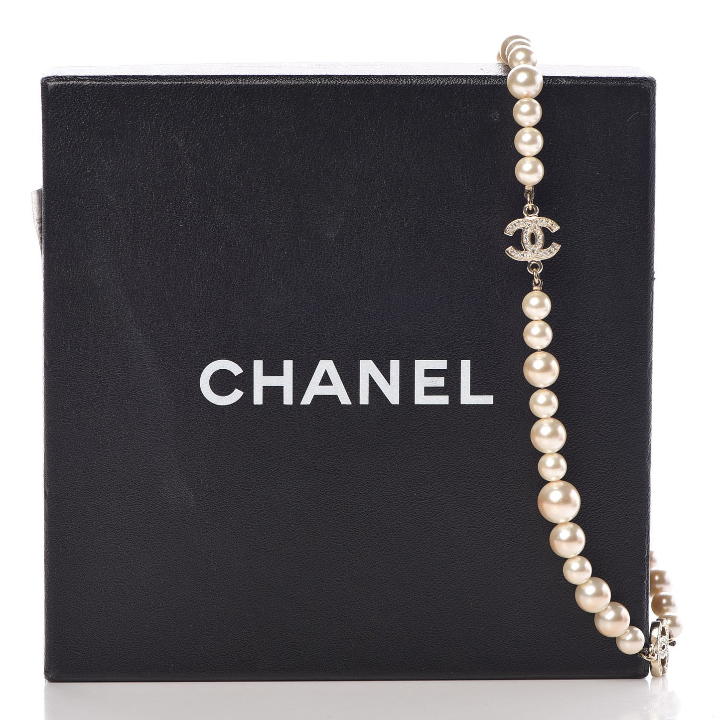 Crystal Pearl CC Short Necklace Gold