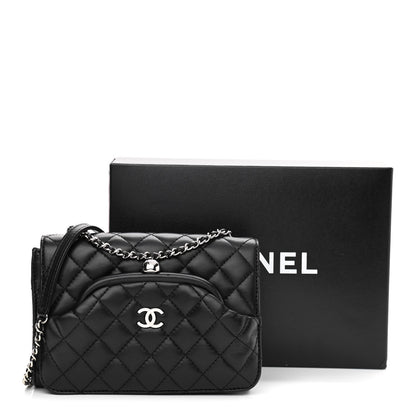 Chanel Lambskin Quilted Kiss Lock Flap Bag Black 13 of 13