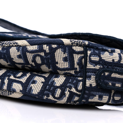 Christian Dior Oblique Embroidered Saddle Bag Blue 9 of 10
